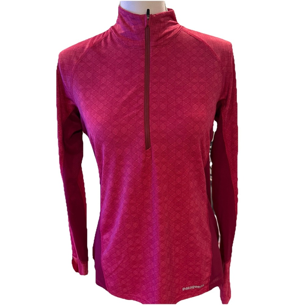 Patagonia Womens Sz S All Weather Zip Neck Activewear Shirt Dark Pink
